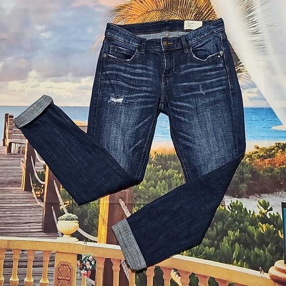 Cosmic Blue Love Distressed Jeans Size 26 - Picture 1 of 5